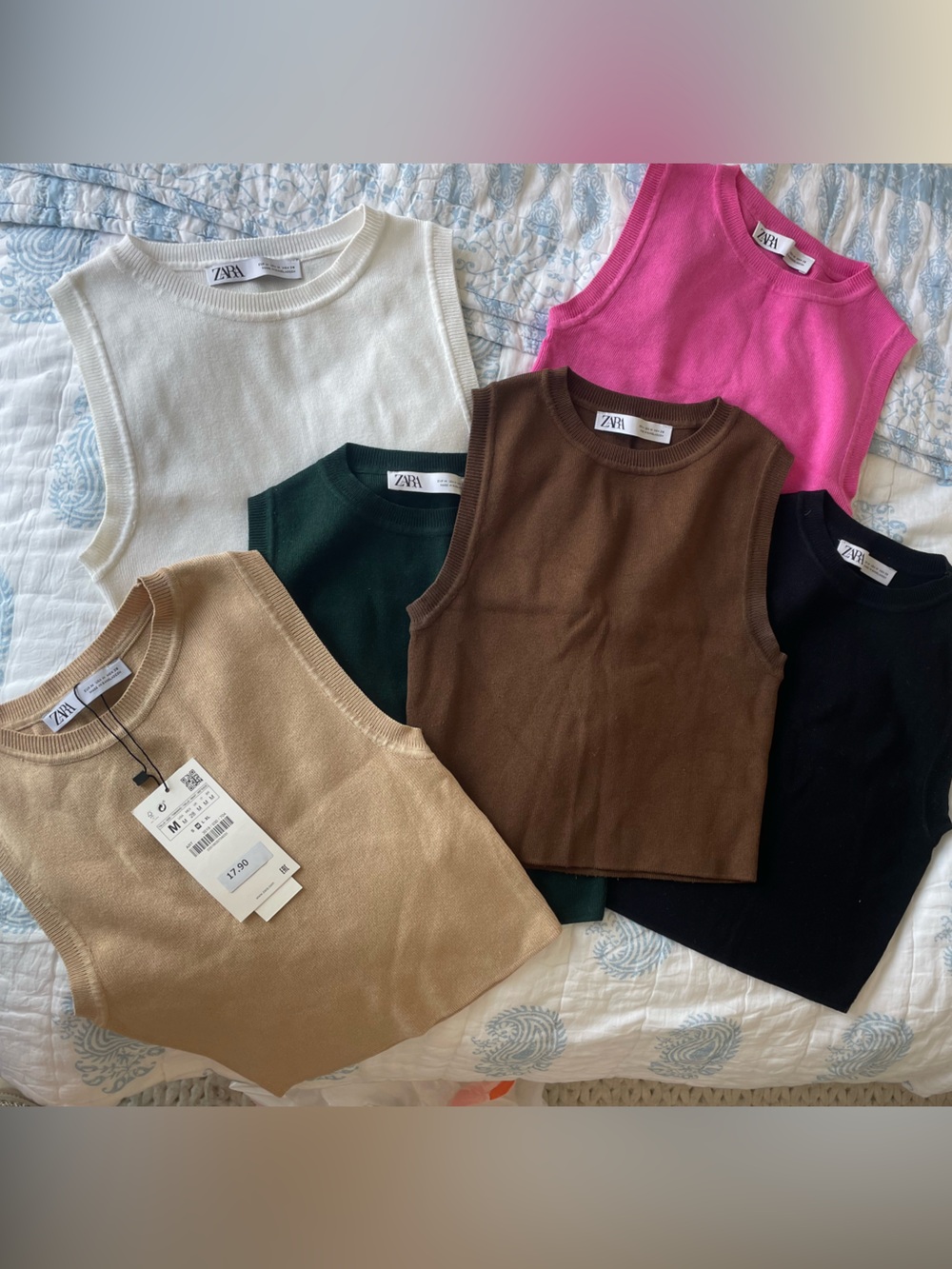 Zara cropped knit tank set of 6